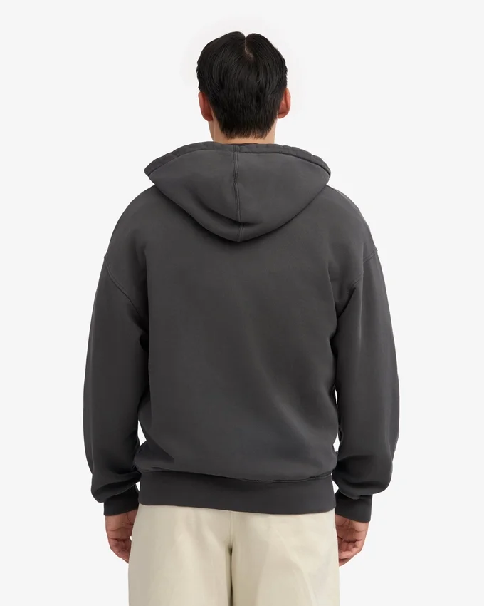 Sudadera con capucha y cremallera de corte oversize orgánica - Gris lava