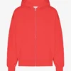 Sudadera con capucha y cremallera de corte oversize orgánica - Rojo mandarina