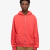 Sudadera con capucha y cremallera de corte oversize orgánica - Rojo mandarina