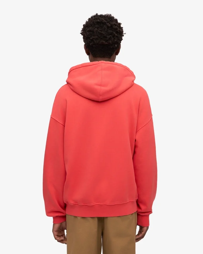 Sudadera con capucha y cremallera de corte oversize orgánica - Rojo mandarina