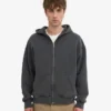 Sudadera con capucha y cremallera de gran tamaño orgánica - Negro descolorido