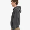 Sudadera con capucha y cremallera de gran tamaño orgánica - Negro descolorido