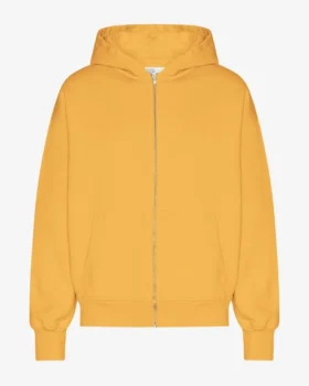 Sudadera con capucha y cremallera de talla grande orgánica - Amarillo quemado