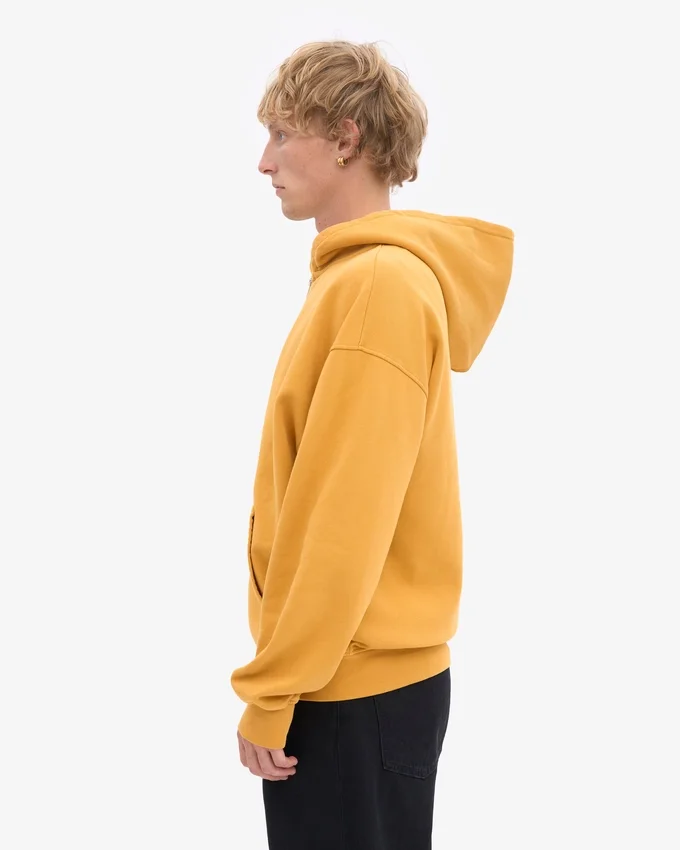 Sudadera con capucha y cremallera de talla grande orgánica - Amarillo quemado