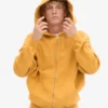 Sudadera con capucha y cremallera de talla grande orgánica - Amarillo quemado