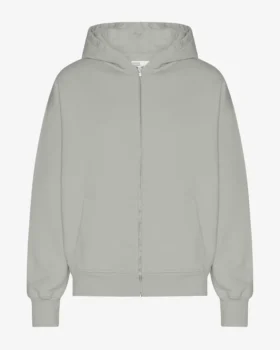 Sudadera con capucha y cremallera de talla grande orgánica - Azul acero
