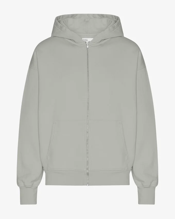 Sudadera con capucha y cremallera de talla grande orgánica - Azul acero