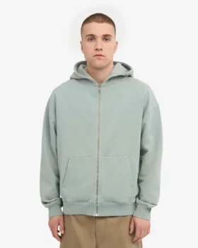 Sudadera con capucha y cremallera de talla grande orgánica – Azul acero
