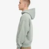 Sudadera con capucha y cremallera de talla grande orgánica - Azul acero
