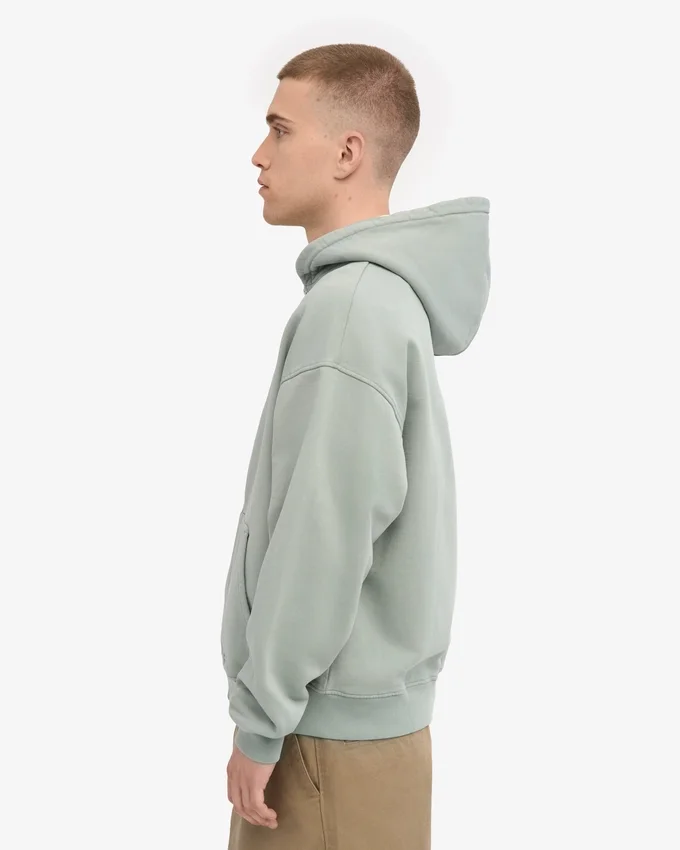 Sudadera con capucha y cremallera de talla grande orgánica - Azul acero