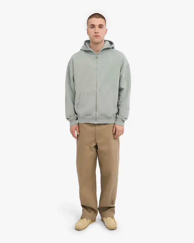 Sudadera con capucha y cremallera de talla grande orgánica - Azul acero