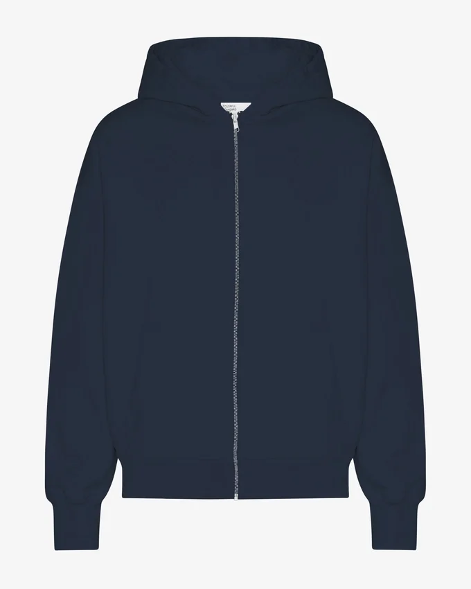 Sudadera con capucha y cremallera de talla grande orgánica - Azul marino