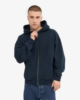 Sudadera con capucha y cremallera de talla grande orgánica – Azul marino