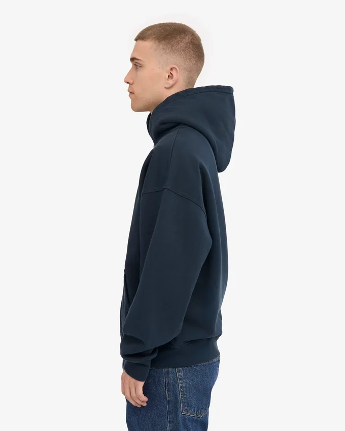 Sudadera con capucha y cremallera de talla grande orgánica - Azul marino