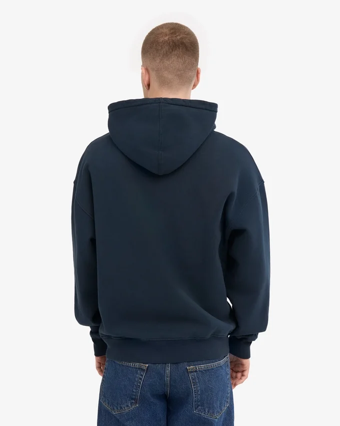 Sudadera con capucha y cremallera de talla grande orgánica - Azul marino