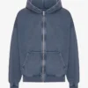 Sudadera con capucha y cremallera de talla grande orgánica - Azul Neptuno