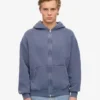 Sudadera con capucha y cremallera de talla grande orgánica - Azul Neptuno