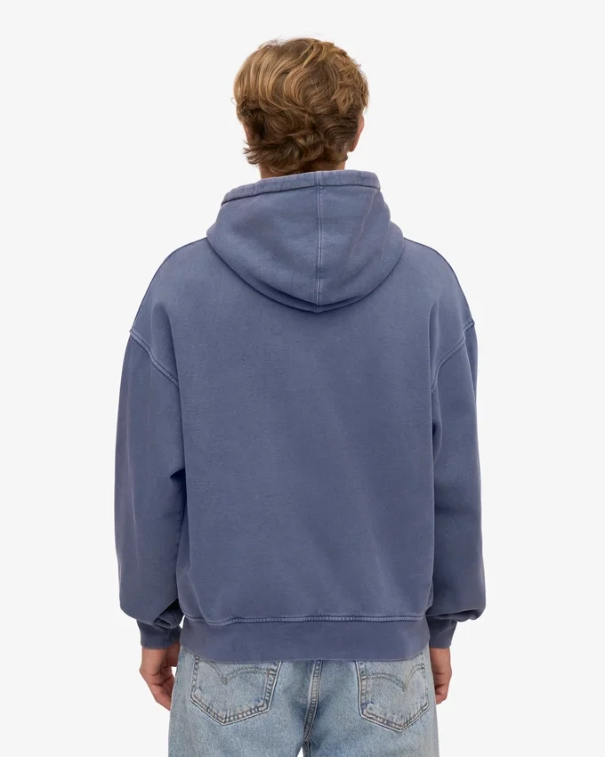 Sudadera con capucha y cremallera de talla grande orgánica - Azul Neptuno