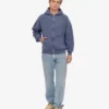 Sudadera con capucha y cremallera de talla grande orgánica - Azul Neptuno
