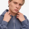 Sudadera con capucha y cremallera de talla grande orgánica - Azul Neptuno