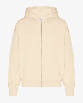 Sudadera con capucha y cremallera de talla grande orgánica - Blanco marfil