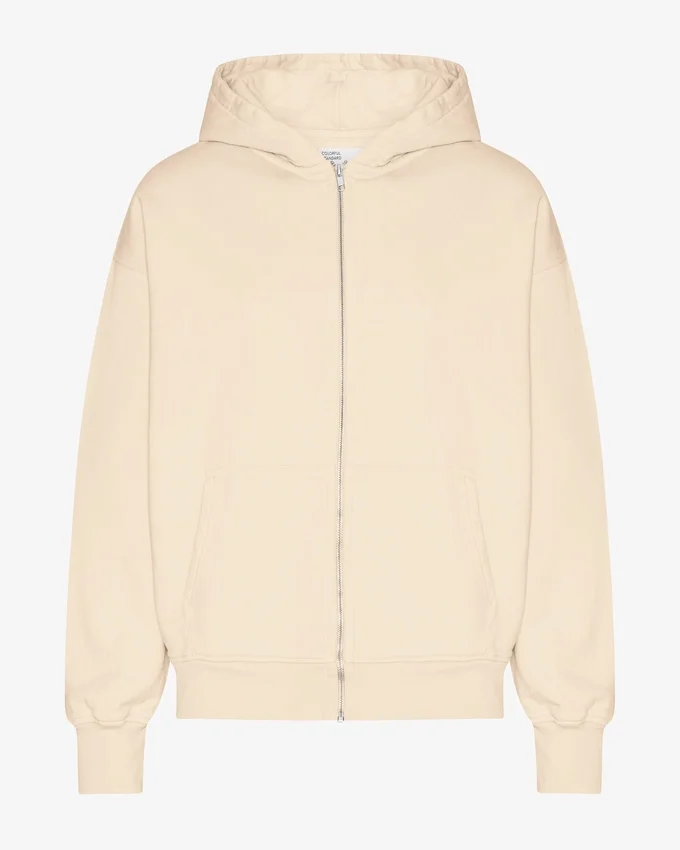 Sudadera con capucha y cremallera de talla grande orgánica - Blanco marfil