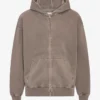 Sudadera con capucha y cremallera de talla grande orgánica - Caqui descolorido
