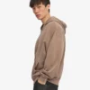 Sudadera con capucha y cremallera de talla grande orgánica - Caqui descolorido