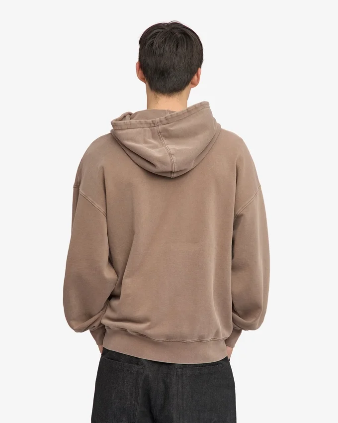 Sudadera con capucha y cremallera de talla grande orgánica - Caqui descolorido