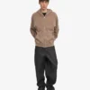 Sudadera con capucha y cremallera de talla grande orgánica - Caqui descolorido
