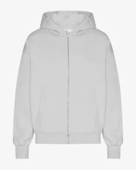 Sudadera con capucha y cremallera de talla grande orgánica - Gris descolorido