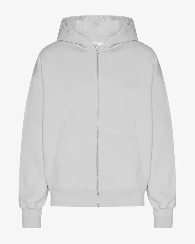 Sudadera con capucha y cremallera de talla grande orgánica - Gris descolorido
