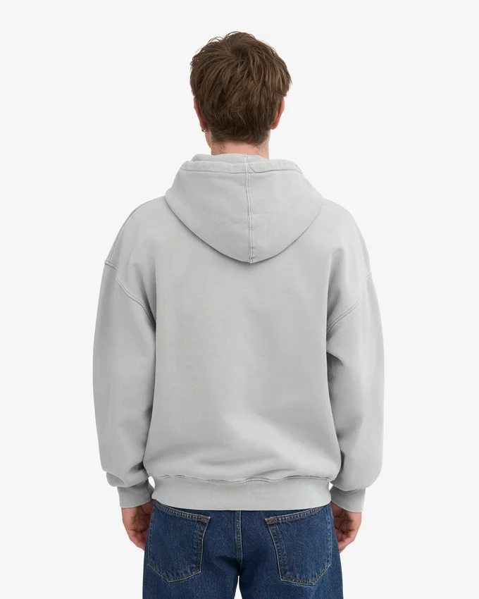 Sudadera con capucha y cremallera de talla grande orgánica - Gris descolorido