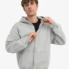 Sudadera con capucha y cremallera de talla grande orgánica - Gris descolorido