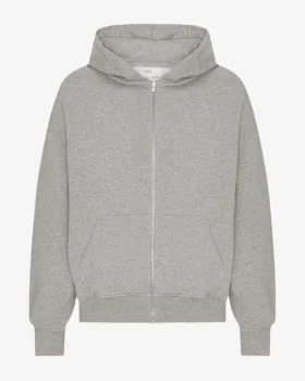 Sudadera con capucha y cremallera de talla grande orgánica - Gris jaspeado