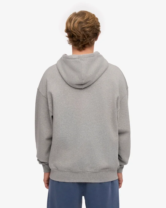 Sudadera con capucha y cremallera de talla grande orgánica - Gris jaspeado