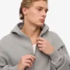 Sudadera con capucha y cremallera de talla grande orgánica - Gris jaspeado