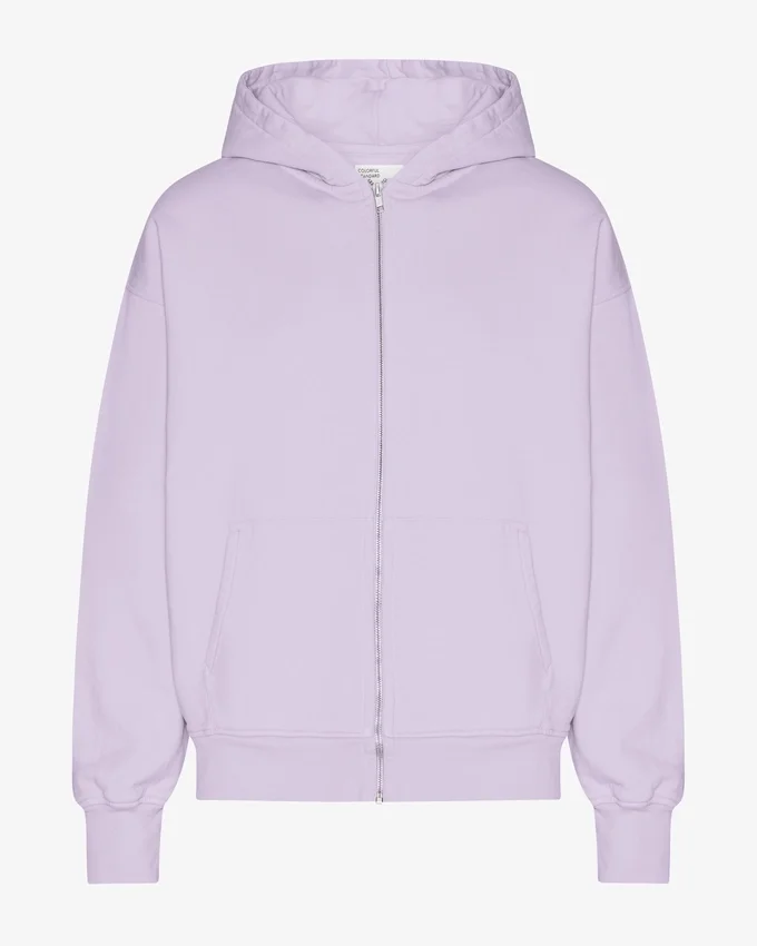 Sudadera con capucha y cremallera de talla grande orgánica - Lavanda suave