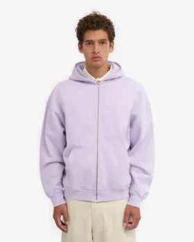 Sudadera con capucha y cremallera de talla grande orgánica – Lavanda suave