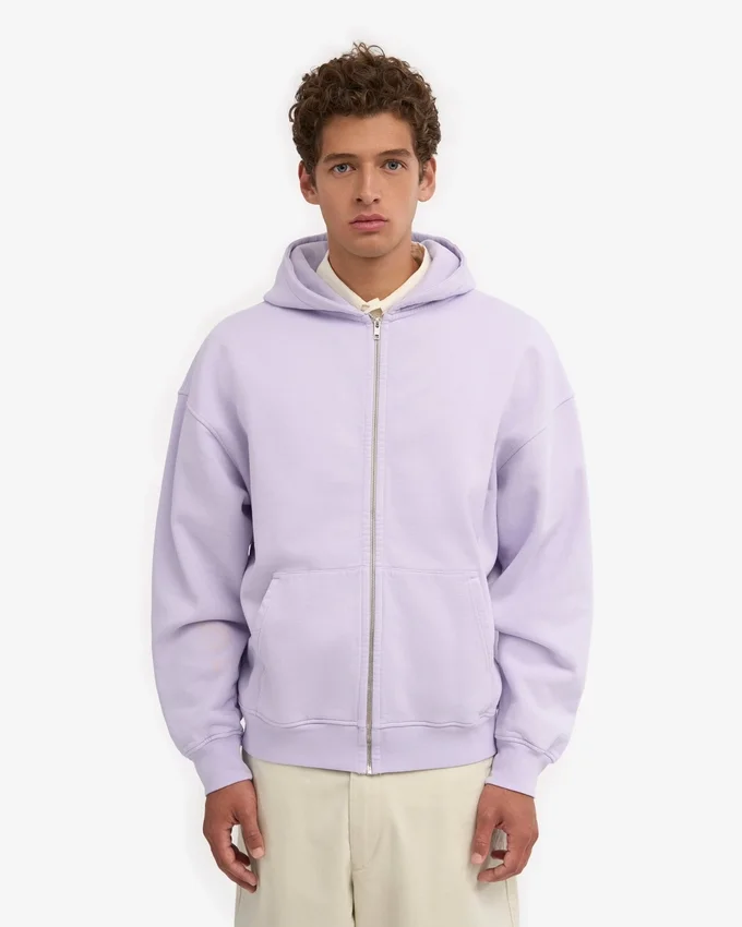 Sudadera con capucha y cremallera de talla grande orgánica - Lavanda suave