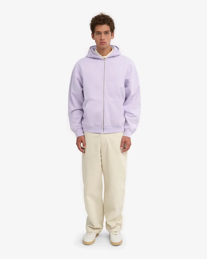 Sudadera con capucha y cremallera de talla grande orgánica - Lavanda suave