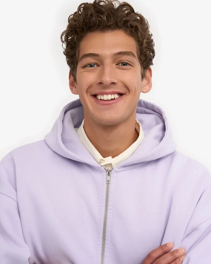 Sudadera con capucha y cremallera de talla grande orgánica - Lavanda suave
