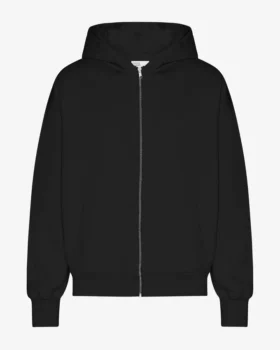 Sudadera con capucha y cremallera de talla grande orgánica - Negro intenso