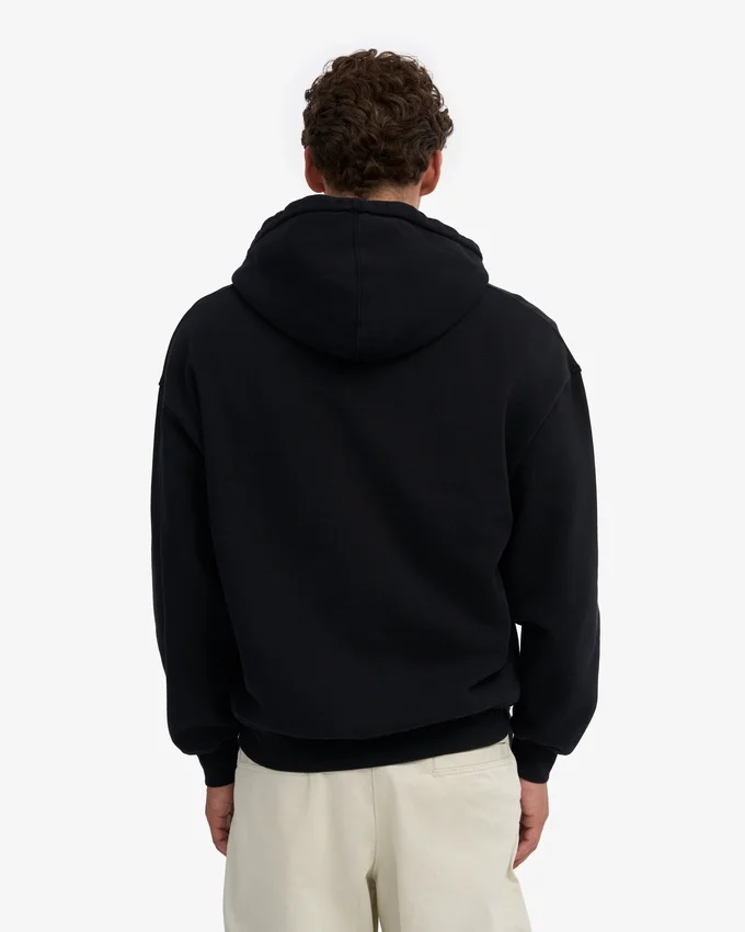 Sudadera con capucha y cremallera de talla grande orgánica - Negro intenso