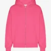 Sudadera con capucha y cremallera de talla grande orgánica - Rosa chicle