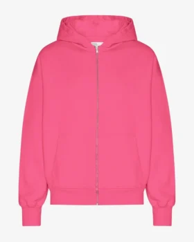 Sudadera con capucha y cremallera de talla grande orgánica - Rosa chicle