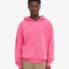 Sudadera con capucha y cremallera de talla grande orgánica - Rosa chicle