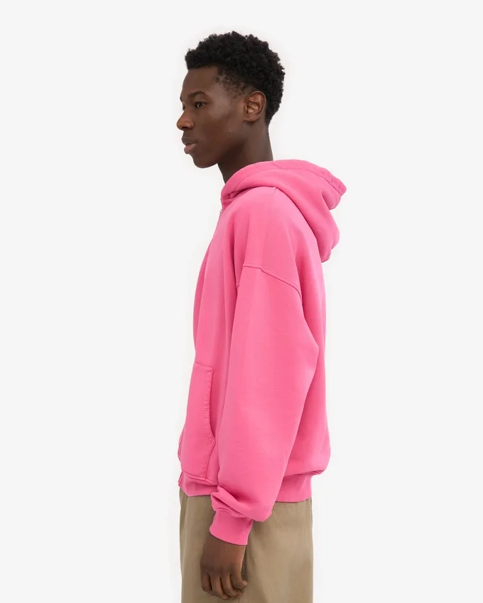 Sudadera con capucha y cremallera de talla grande orgánica - Rosa chicle