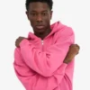 Sudadera con capucha y cremallera de talla grande orgánica - Rosa chicle