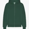 Sudadera con capucha y cremallera de talla grande orgánica - Verde esmeralda